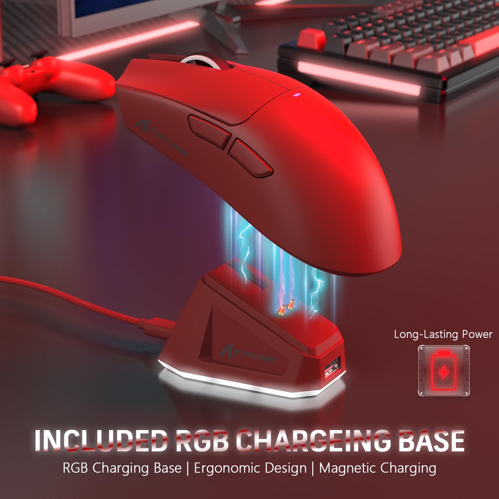 Mouse Gamer Attack Shark X11 59g Superleve sem fio com Dock